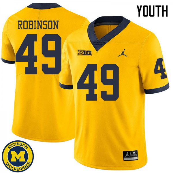 Youth Michigan Wolverines #49 Andrew Robinson Yellow Jordan Brand High School Jersey